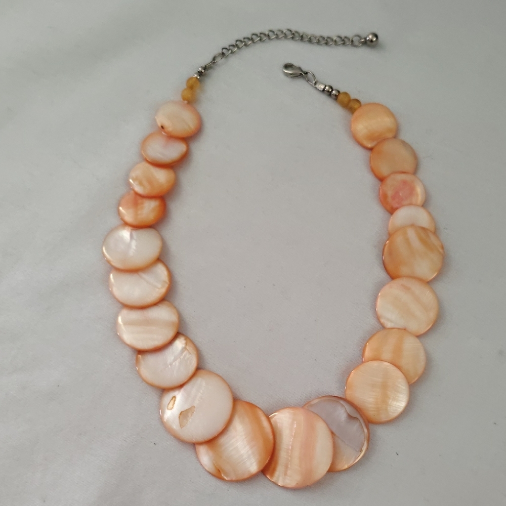 Orange Shell Disc Statement Necklace - image 4